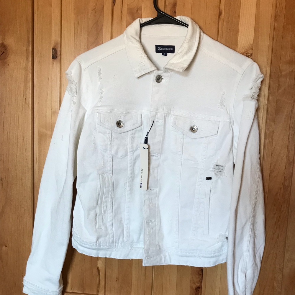 Distressed white denim jacket - new with tags